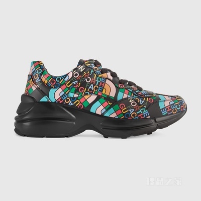 The North Face x Gucci联名系列Rhyton女士运动鞋 黑色皮革