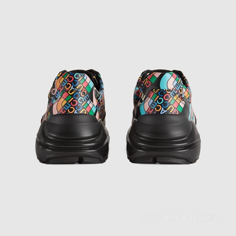 The North Face x Gucci联名系列Rhyton女士运动鞋 黑色皮革