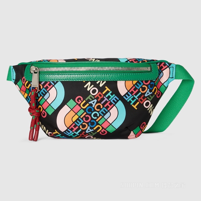 The North Face x Gucci联名系列腰包 黑色再生尼龙