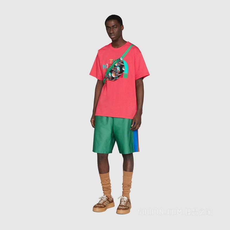 The North Face x Gucci联名系列腰包 黑色再生尼龙