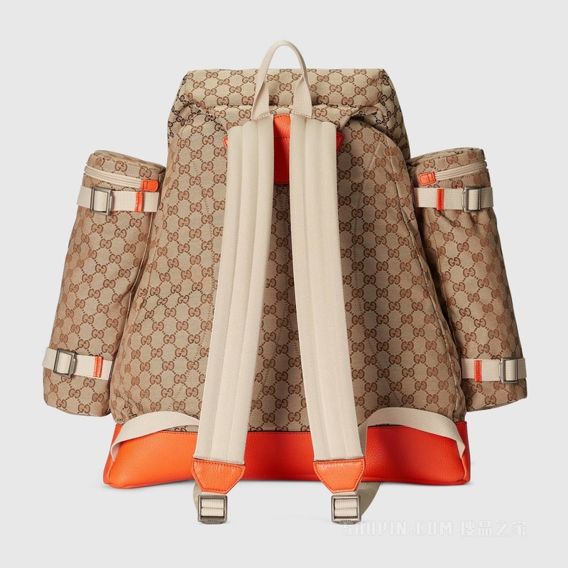 The North Face x Gucci联名系列背包 米色和乌木色GG帆布