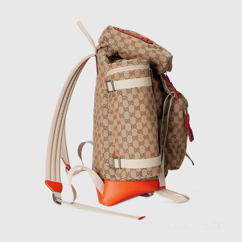 The North Face x Gucci联名系列背包 米色和乌木色GG帆布