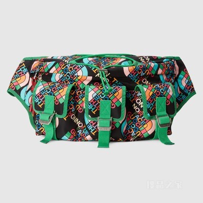 The North Face x Gucci联名系列大号腰包 黑色再生尼龙