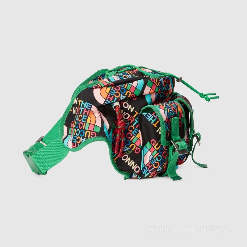 The North Face x Gucci联名系列大号腰包 黑色再生尼龙