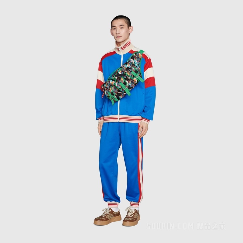 The North Face x Gucci联名系列大号腰包 黑色再生尼龙