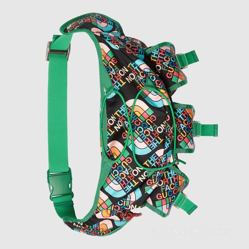 The North Face x Gucci联名系列大号腰包 黑色再生尼龙