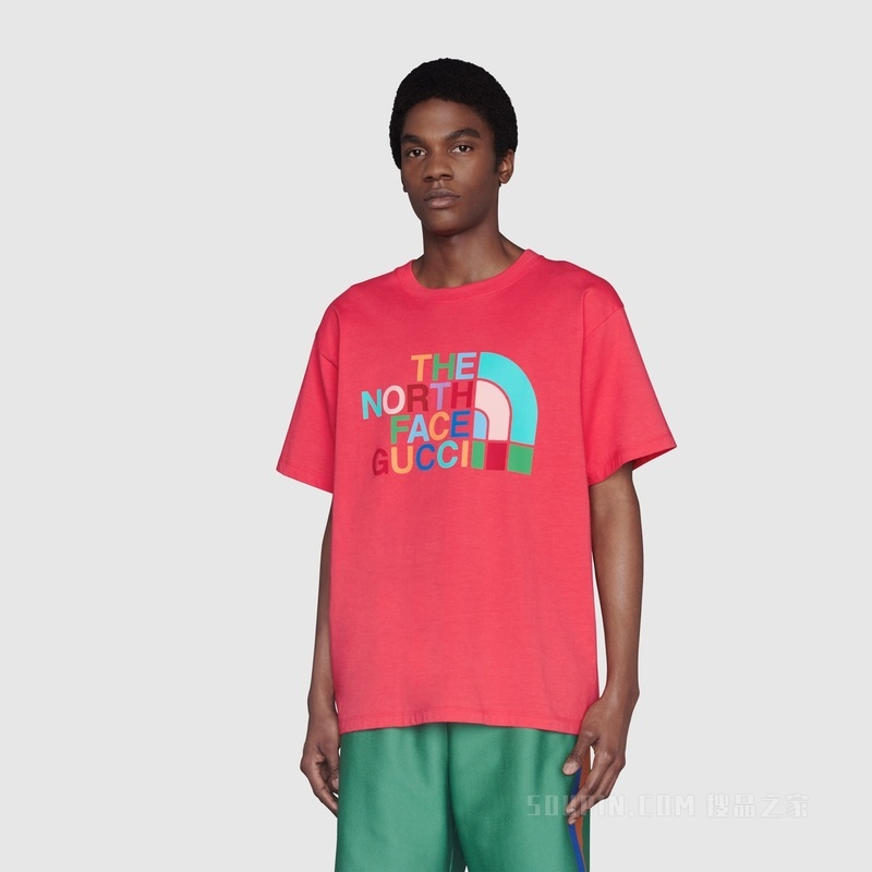 The North Face x Gucci联名系列T恤 深粉红色