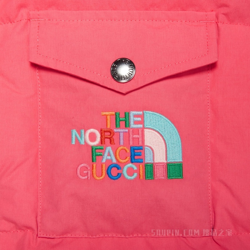 The North Face x Gucci联名系列羽绒马甲 深粉红色
