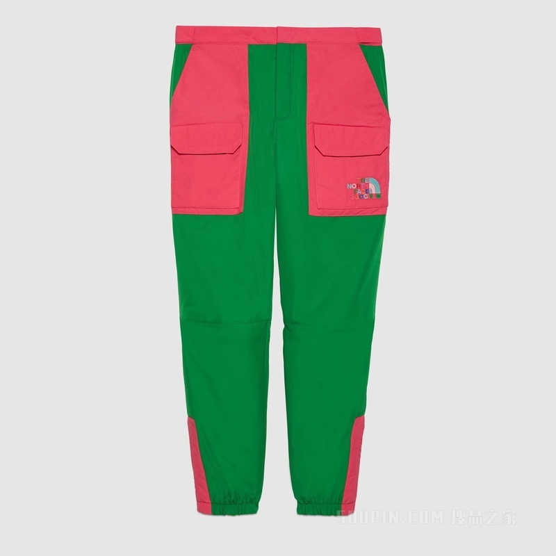中国专享The North Face x Gucci联名系列棉质长裤 绿色和深粉色