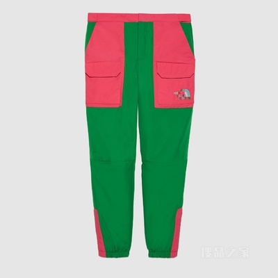 中国专享The North Face x Gucci联名系列棉质长裤 绿色和深粉色