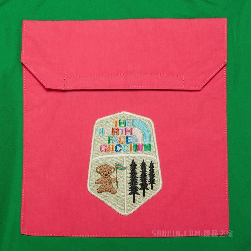 中国专享The North Face x Gucci联名系列棉质长裤 绿色和深粉色