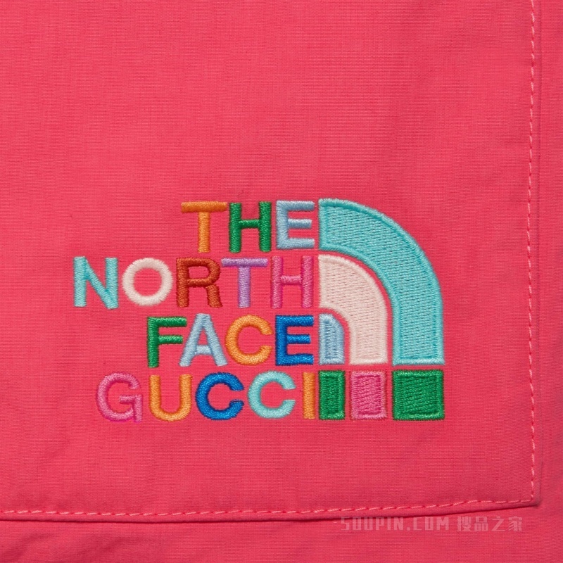 中国专享The North Face x Gucci联名系列棉质长裤 绿色和深粉色