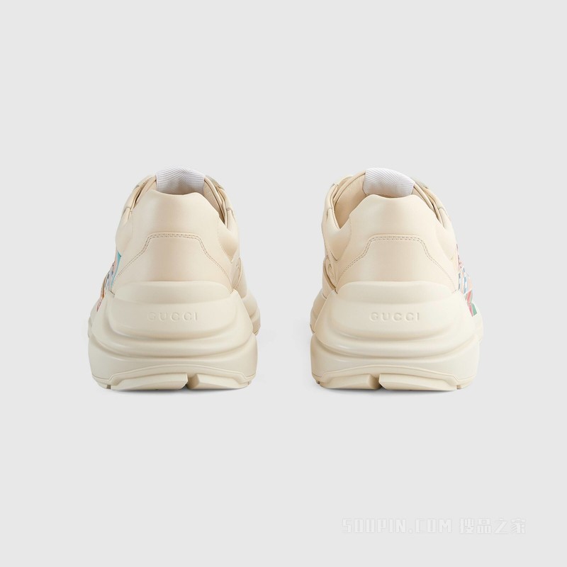 The North Face x Gucci联名系列Rhyton男士运动鞋 象牙白色皮革
