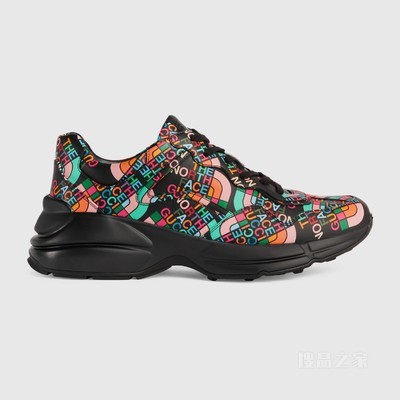 The North Face x Gucci联名系列Rhyton男士运动鞋 黑色皮革