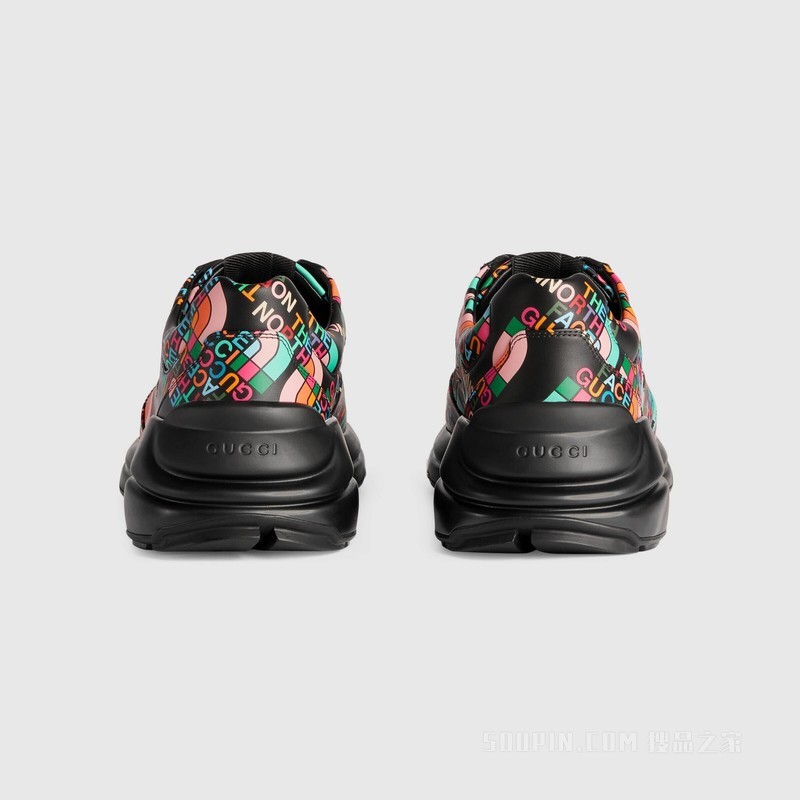 The North Face x Gucci联名系列Rhyton男士运动鞋 黑色皮革