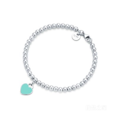 Return to Tiffany™ 系列纯银 Tiffany Blue® 蒂芙尼蓝色 Heart Tag 珠式手链，4 毫米