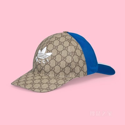 adidas x Gucci联名系列双面棒球帽 米色和亮蓝色