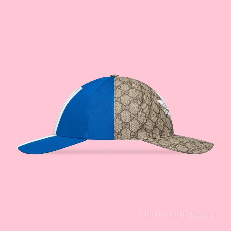 adidas x Gucci联名系列双面棒球帽 米色和亮蓝色