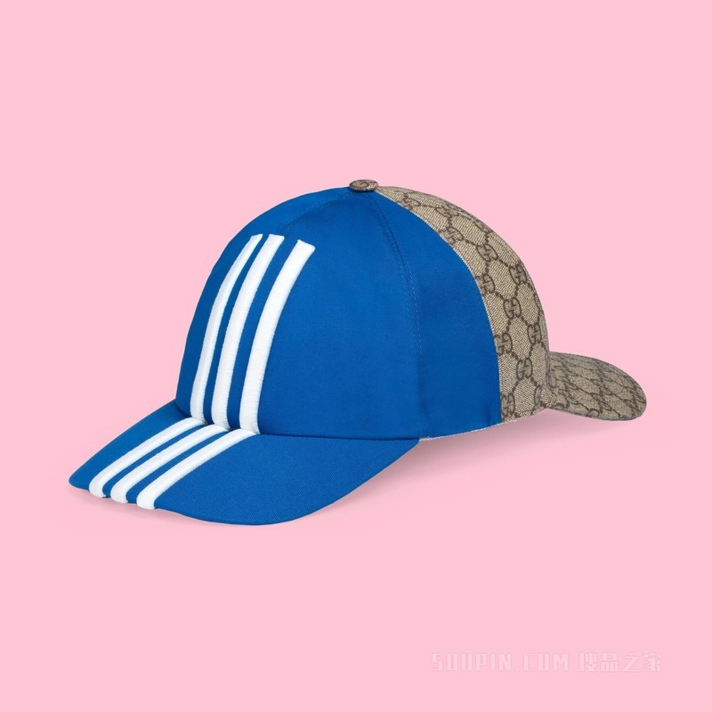 adidas x Gucci联名系列双面棒球帽 米色和亮蓝色