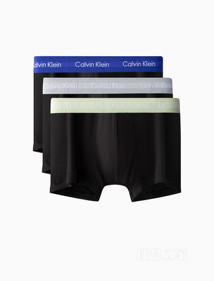 Calvin Klein 22秋冬男士三条装循环LOGO透气棉质低腰贴身平角内裤U2664