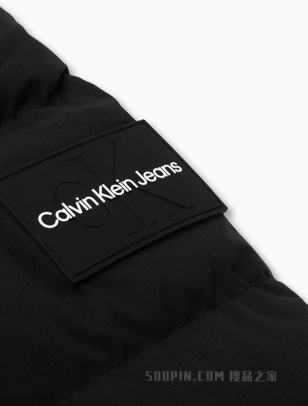 Calvin Klein 22秋冬男士时尚LOGO织带滚边V领拉链保暖羽绒服J322564