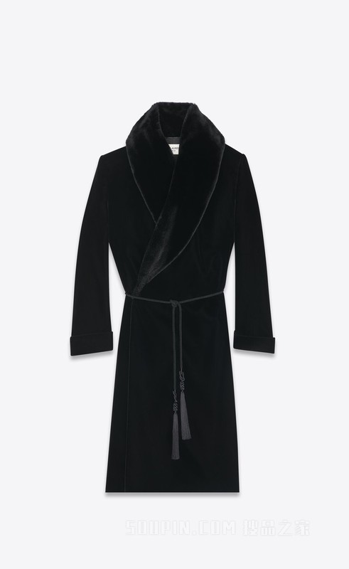 绒面青果领大衣