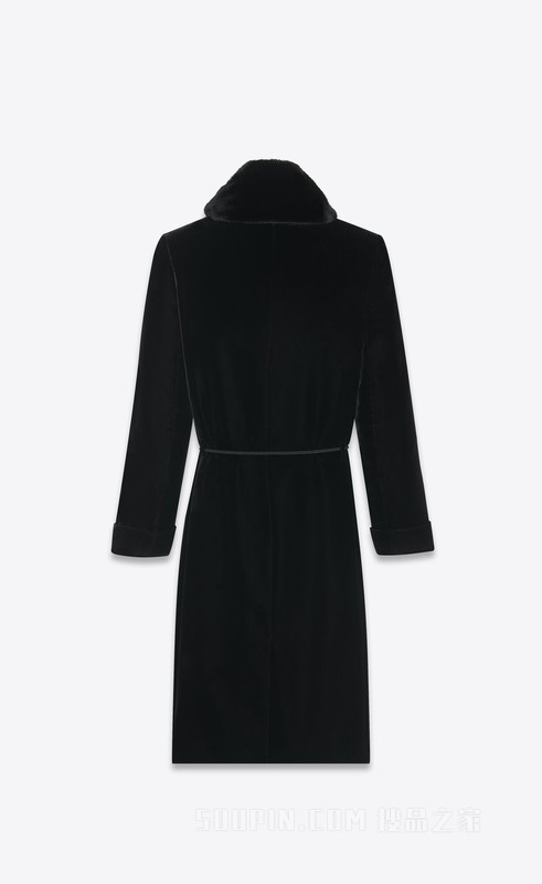 绒面青果领大衣