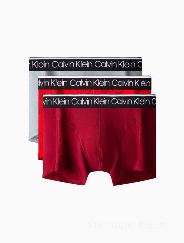 Calvin Klein 22秋冬男三条装循环LOGO腰边棉质透气贴身平角内裤NP2421O