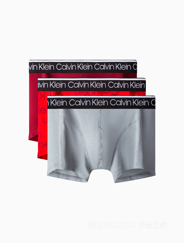 Calvin Klein 22秋冬男三条装循环LOGO腰边棉质透气贴身平角内裤NP2421O
