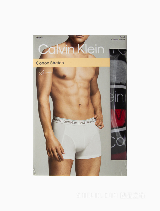 Calvin Klein 22秋冬男三条装循环LOGO腰边棉质透气贴身平角内裤NP2421O