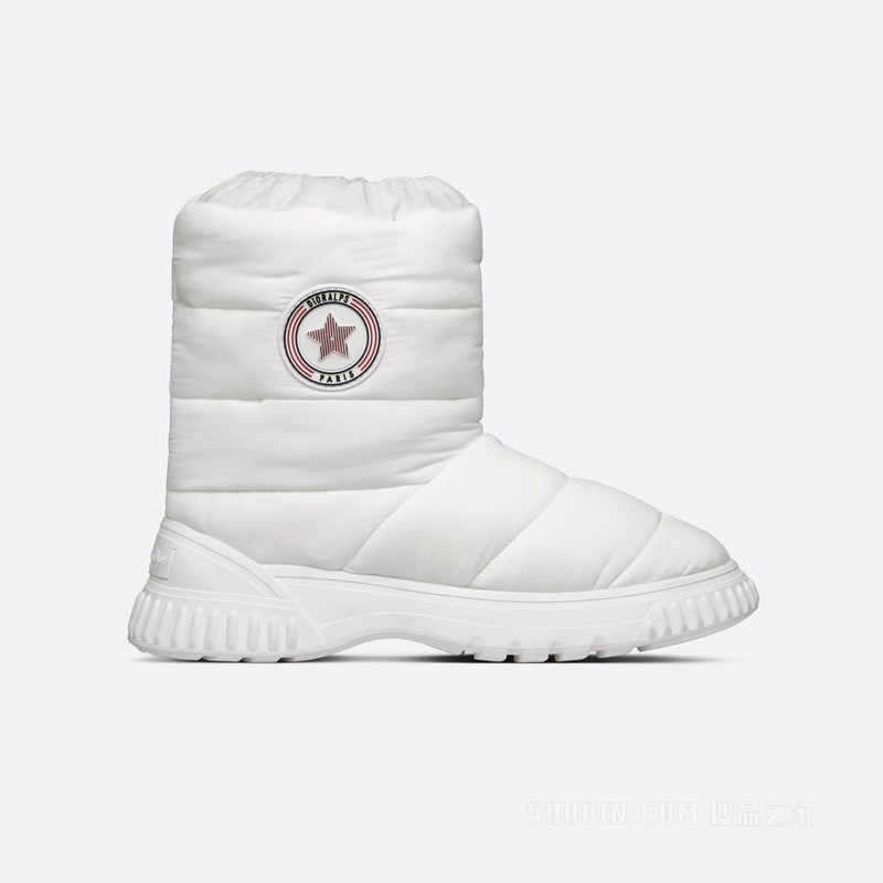 Dior Frost 及踝靴 白色绗缝效果尼龙和皮毛一体