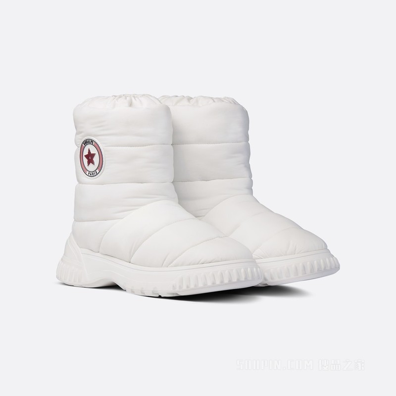 Dior Frost 及踝靴 白色绗缝效果尼龙和皮毛一体