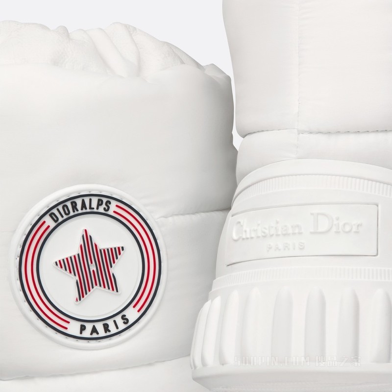 Dior Frost 及踝靴 白色绗缝效果尼龙和皮毛一体