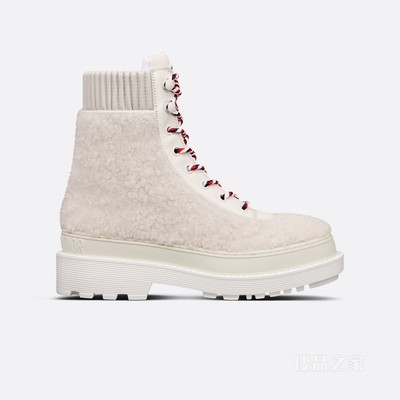 Dior Hike 及踝靴 白色牛皮革和皮毛一体