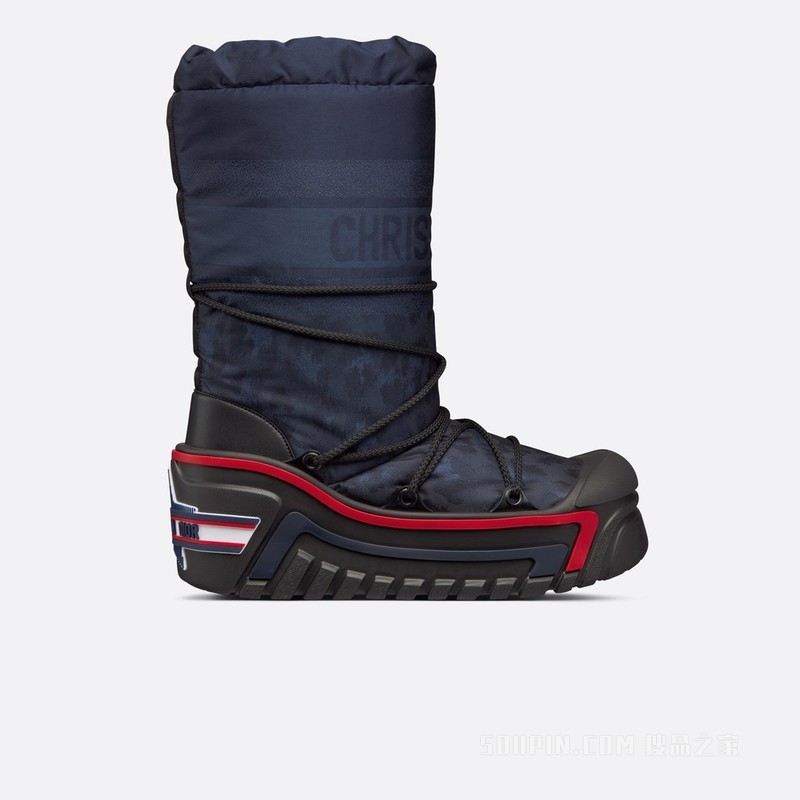 DiorAlps 雪地靴 深蓝色光泽尼龙 Mizza 图案