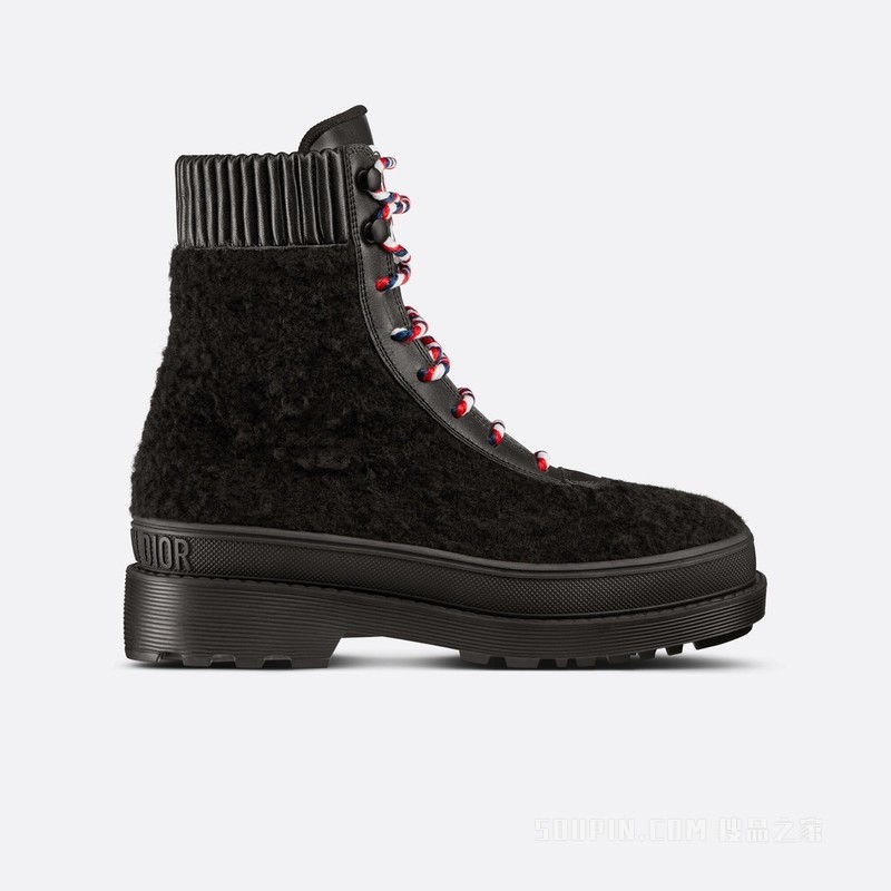 Dior Hike 及踝靴 黑色牛皮革和皮毛一体