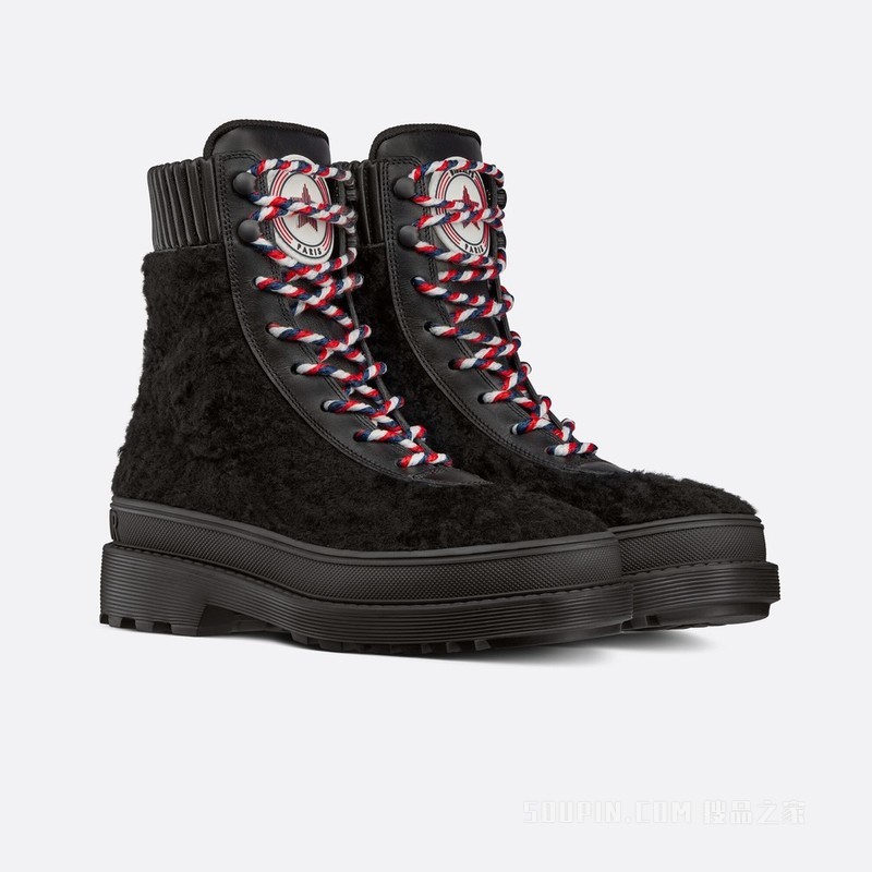 Dior Hike 及踝靴 黑色牛皮革和皮毛一体