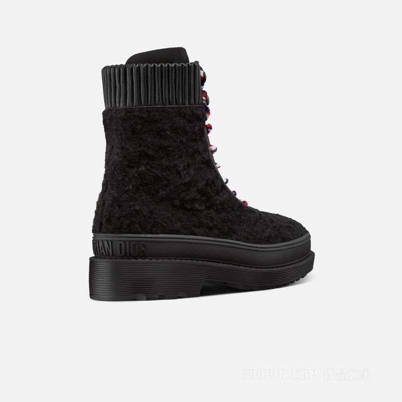 Dior Hike 及踝靴 黑色牛皮革和皮毛一体