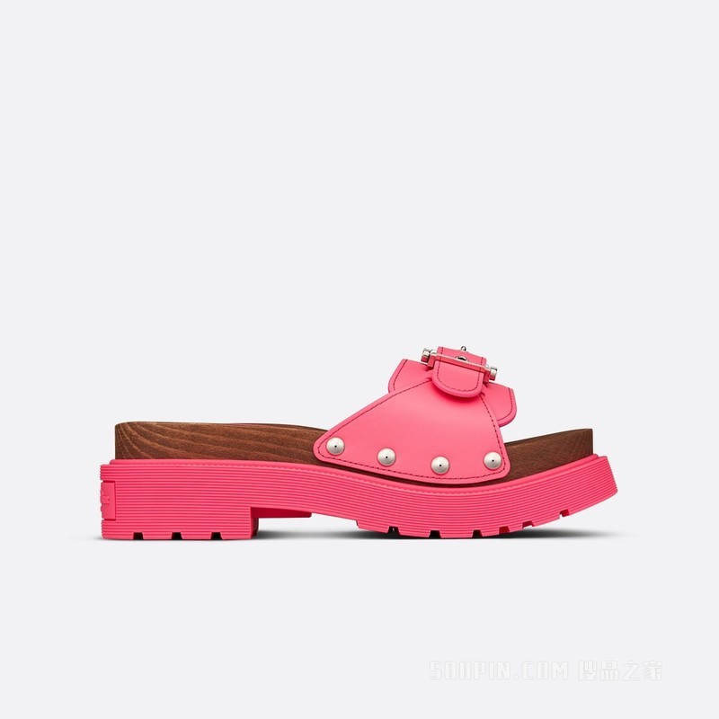 Diorquake 饰带凉拖 亮粉色牛皮革