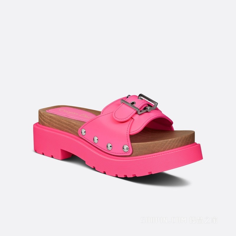 Diorquake 饰带凉拖 亮粉色牛皮革