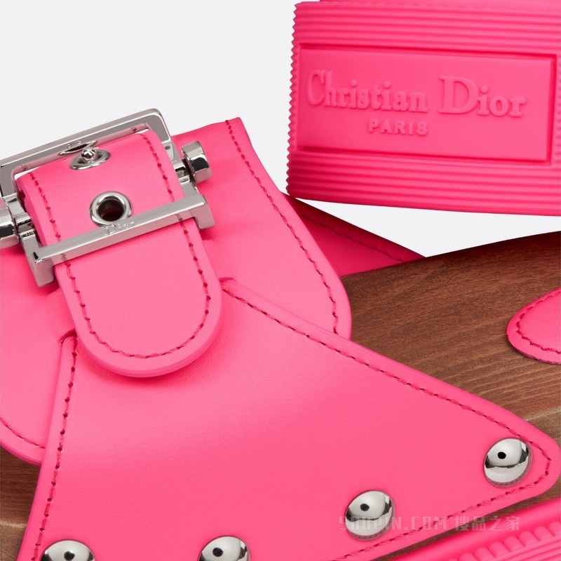 Diorquake 饰带凉拖 亮粉色牛皮革