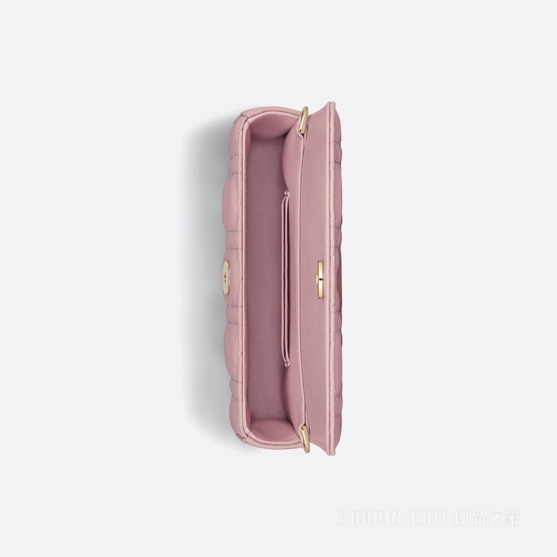 Lady Dior 手机袋 复古粉色羊皮革藤格纹