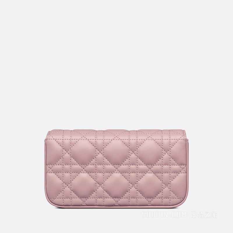 Lady Dior 手机袋 复古粉色羊皮革藤格纹