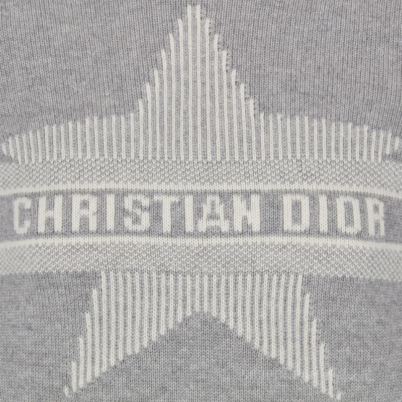 DiorAlps 立领针织衫 灰色和白色羊毛和山羊绒混纺针织面料 Dior Star 图案