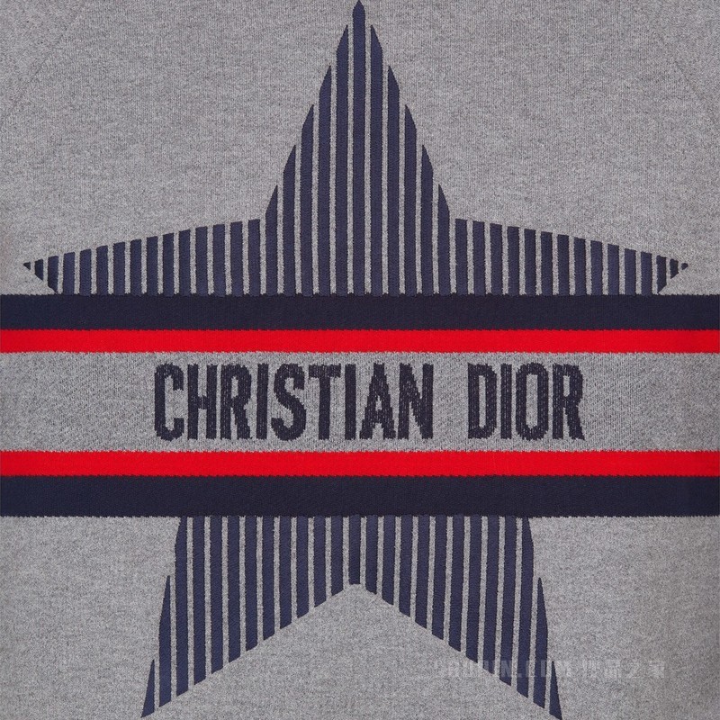 DiorAlps 连帽运动衫 灰色棉质平纹针织面料三色 Dior Star 图案