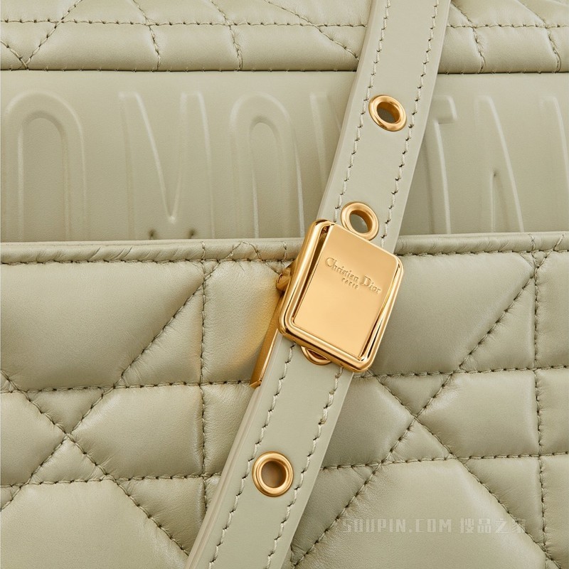 中号 Dior Caro 手袋 灰绿色牛皮革超大藤格纹