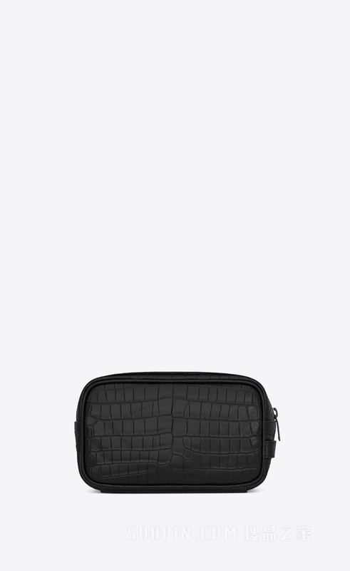 TINY CASSANDRE小号鳄鱼纹压印哑光皮革化妆包