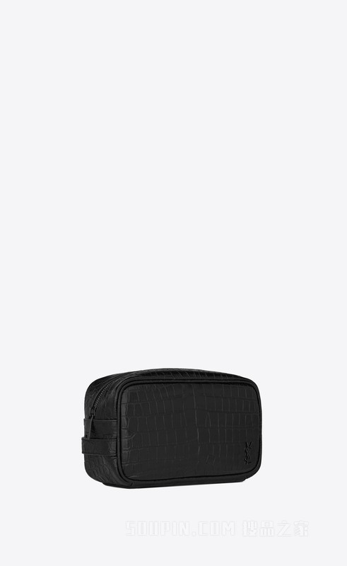 TINY CASSANDRE小号鳄鱼纹压印哑光皮革化妆包