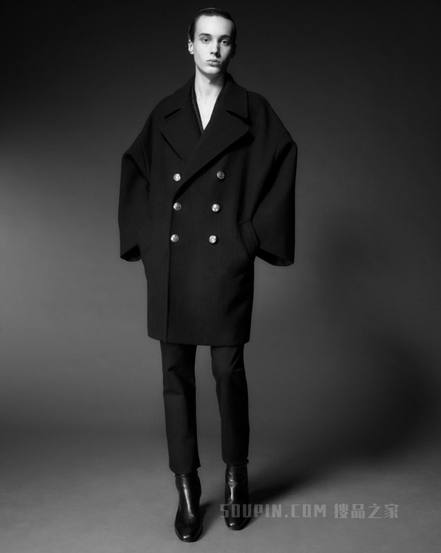 双排扣羊毛海军风大衣