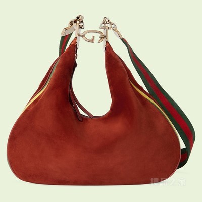Gucci Attache系列大号肩背包 深红色绒面材质